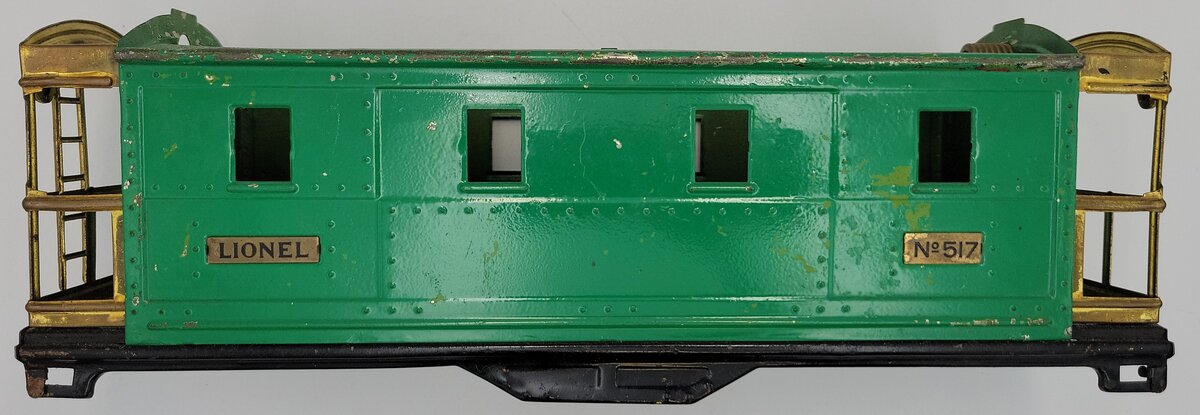 Lionel 517-2 Standard Gauge Green Caboose Frame and Shell with Brass Railing