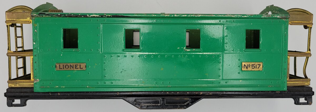 Lionel 517-2 Standard Gauge Green Caboose Frame and Shell with Brass Railing