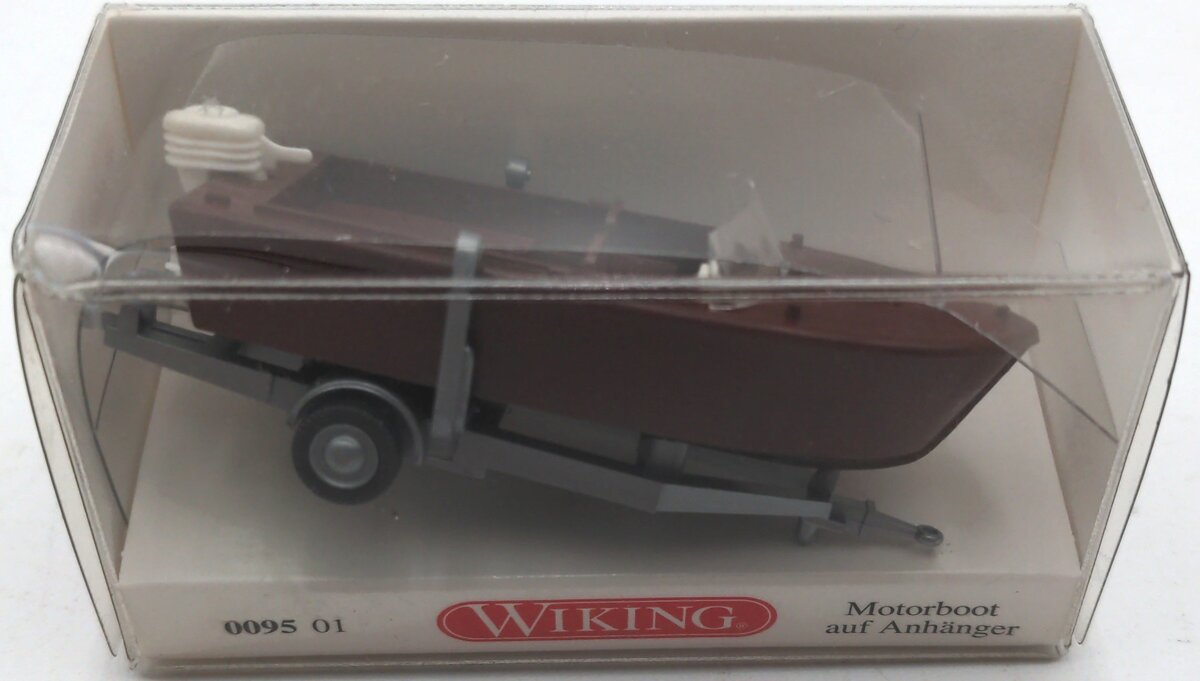 WIKING 0095 01 1:87 Brown Boat With Trailer
