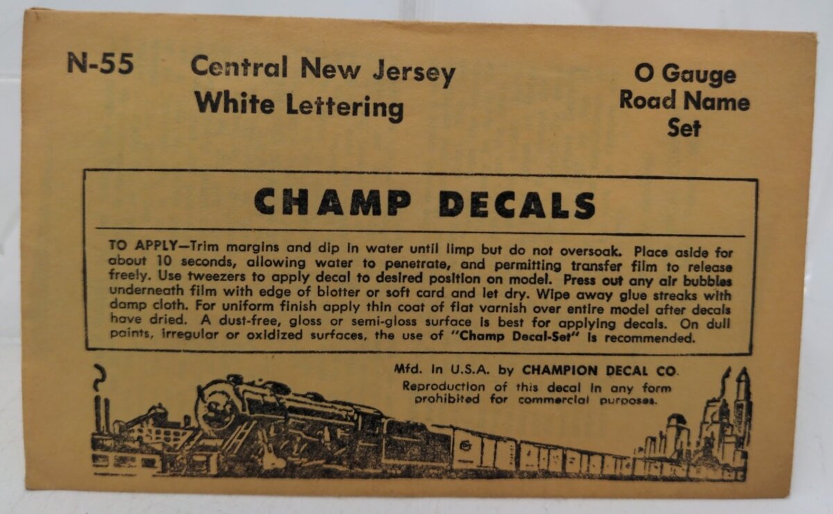 Road Champs N-55 O Central New Jersey Road Name White Lettering Complete Set