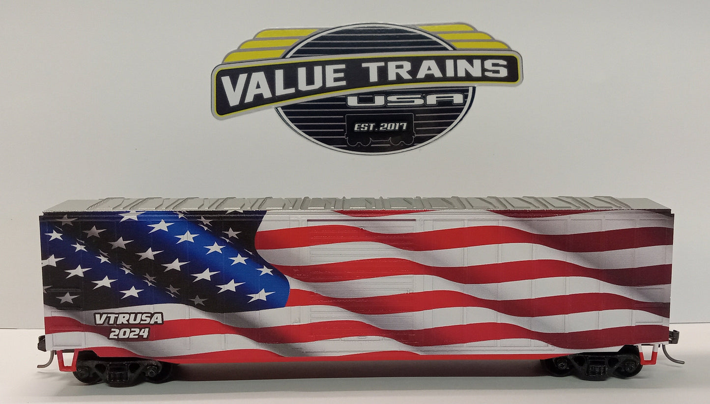 Value Trains USA 10045 HO Waving American Flag Special Edition 50" 6' ACF Boxcar