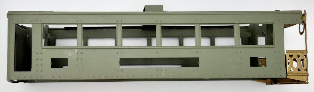 Lionel 341-1 Olive Observation Car Body Shell with Frame & Brass Railing