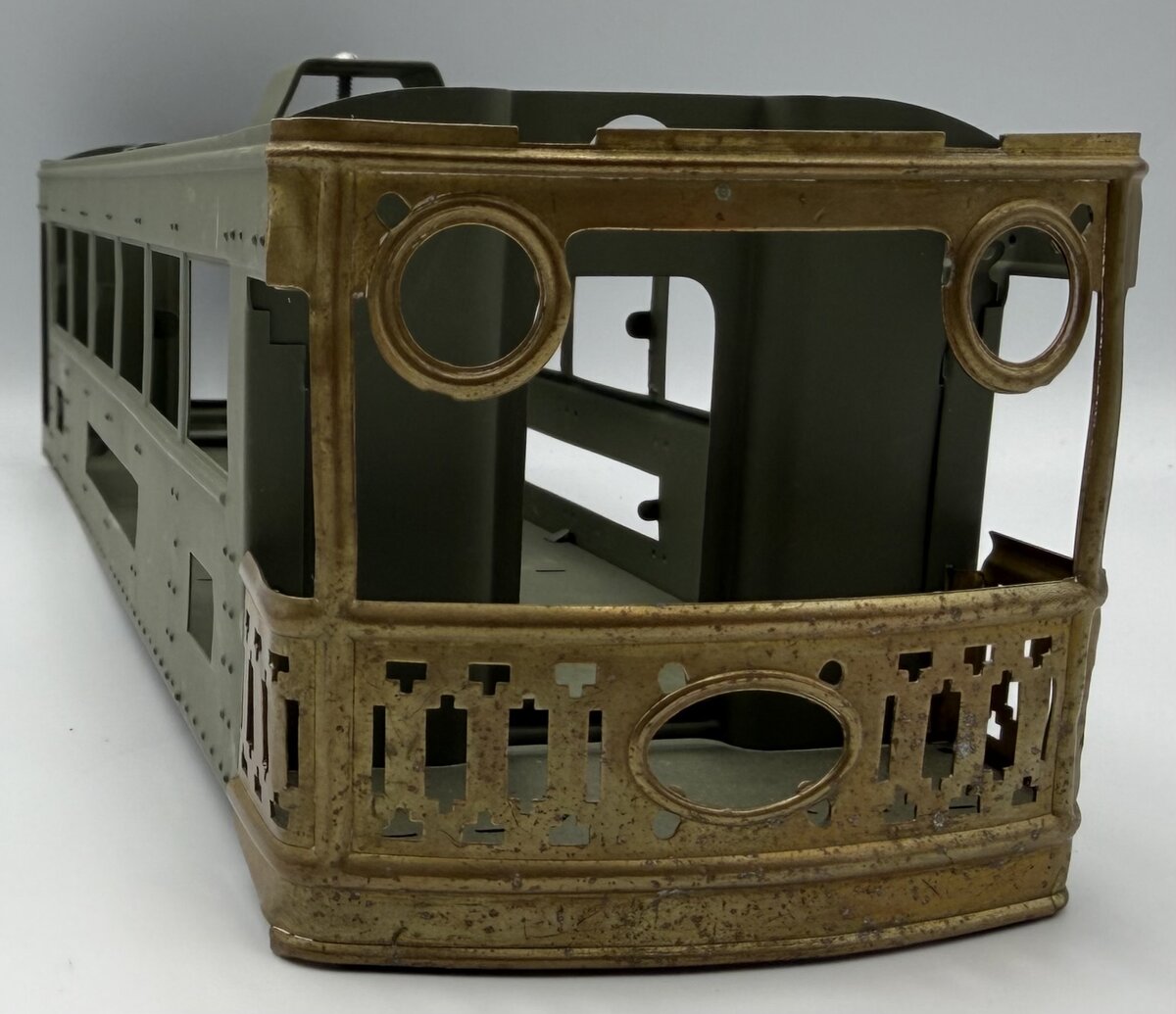 Lionel 341-1 Olive Observation Car Body Shell with Frame & Brass Railing