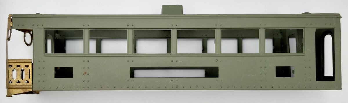 Lionel 341-1 Olive Observation Car Body Shell with Frame & Brass Railing