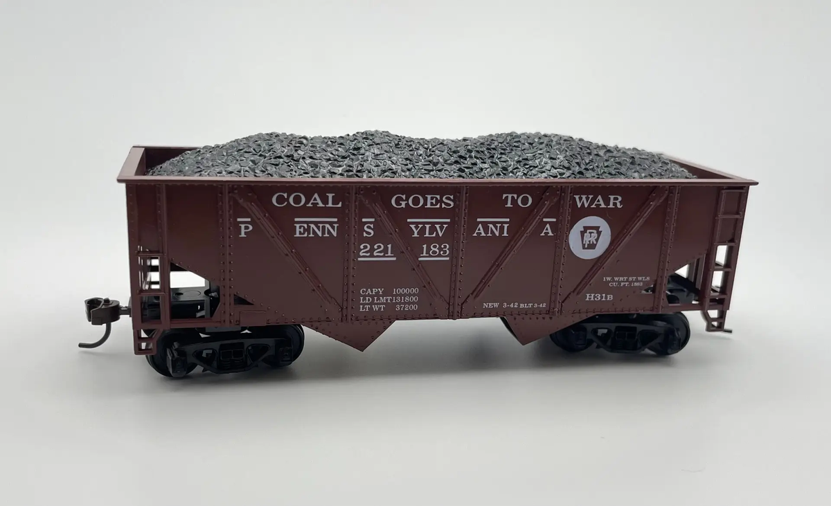 Rock Island Hobby 032207 HO Pennsylvania 36' 2 Bay Hopper with Coal Load #221183
