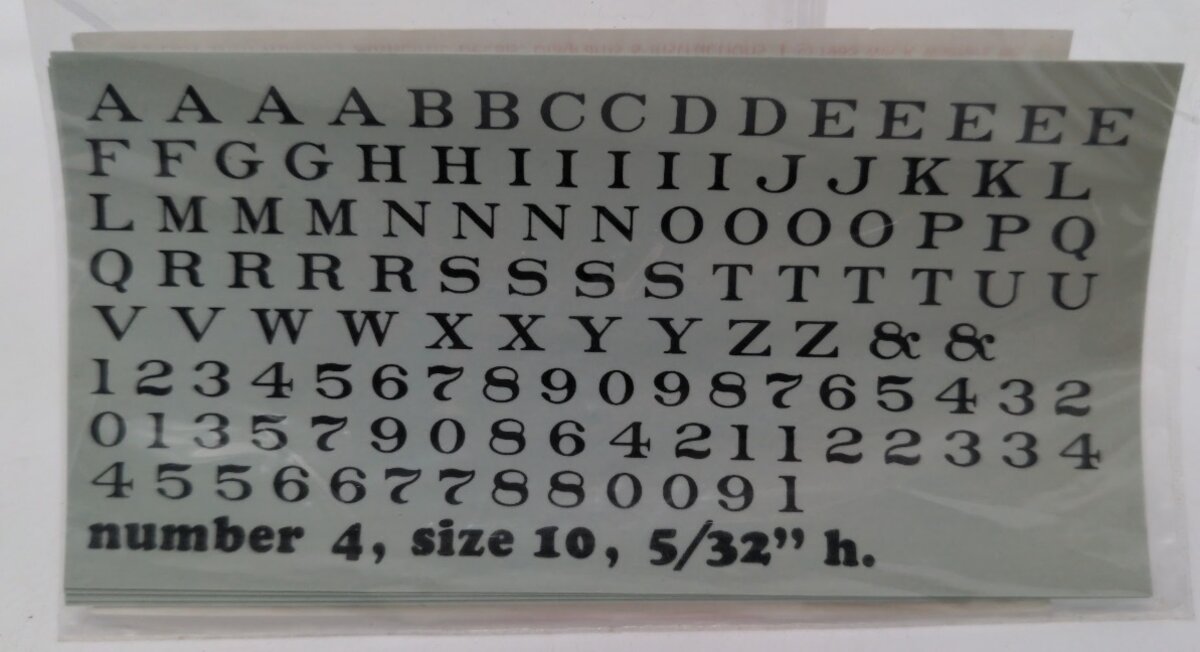 Walthers 934-804210 Black Railroad Roman # 4 Alphabets & Numbers Decal
