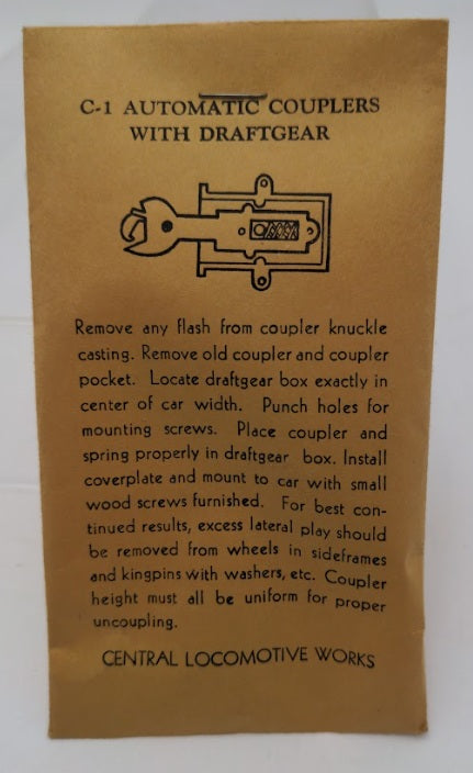 Central Locomotive Works C-1 Magnetic Couplers W/Draft Gear