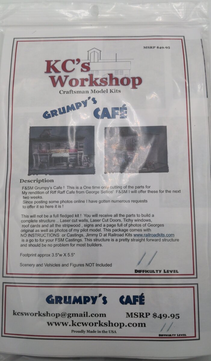 KC's Workshop HO Grumpy's Cafe Building Kit