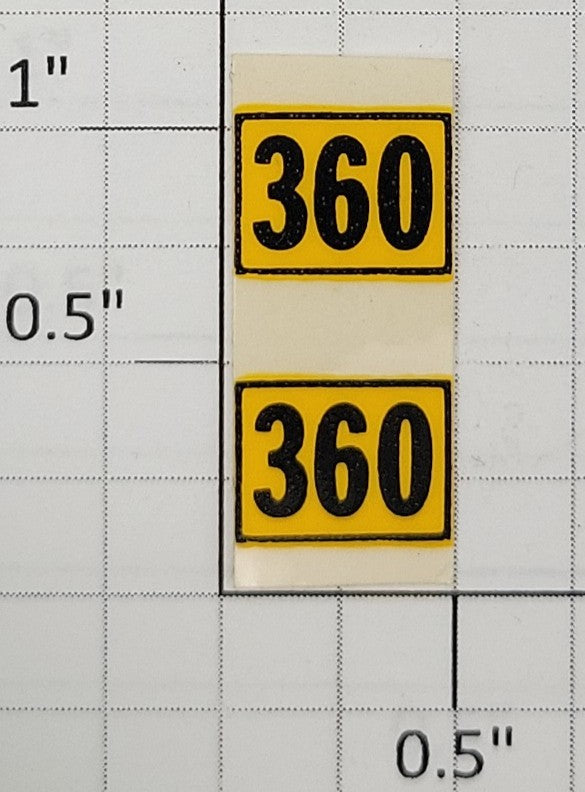 American Flyer ST-360 Yellow and Black "360" Sticker Decal (Set of 2)