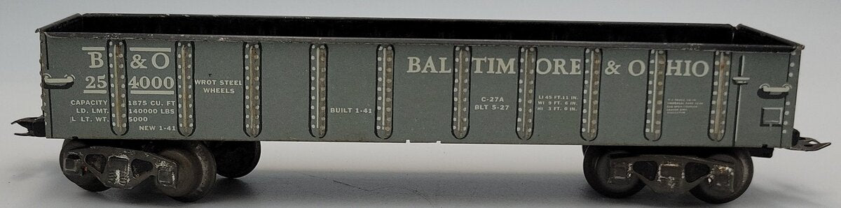 Marx 254000 Tinplate B & O Gondola with Metal Couplers