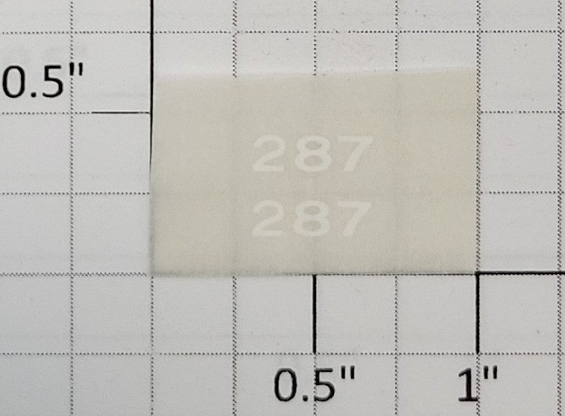 American Flyer TRS287W Small White Lettering Dry Transfer Decal #287 (Set of 2)