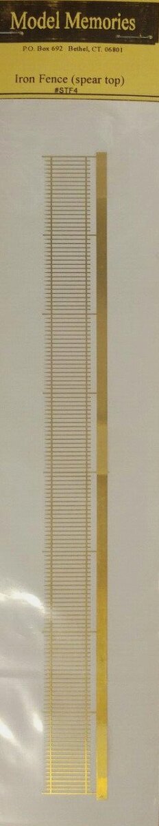 Model Memories SFT4 HO Scale Iron Fence (Spear Top) Brass Photoetched