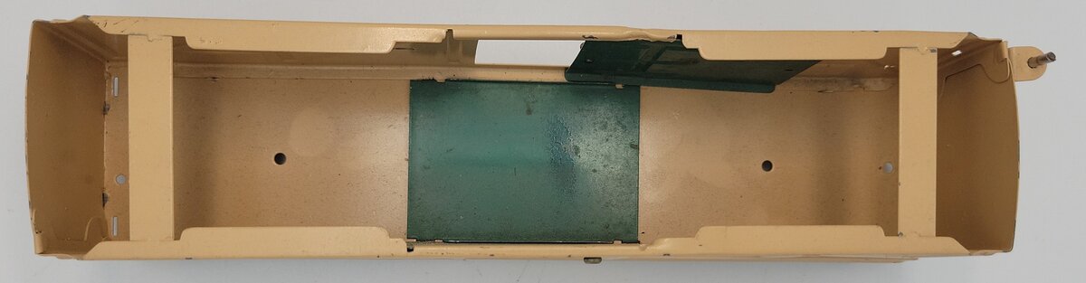American Flyer 408-50 Prewar O Gauge Tan Tinplate Boxcar Shell, Frame & Doors