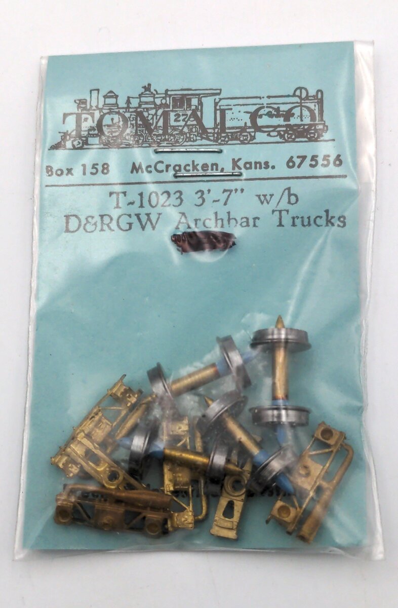 Tomalco T-1023 3'-7" W/b D&RGW Archbar Trucks