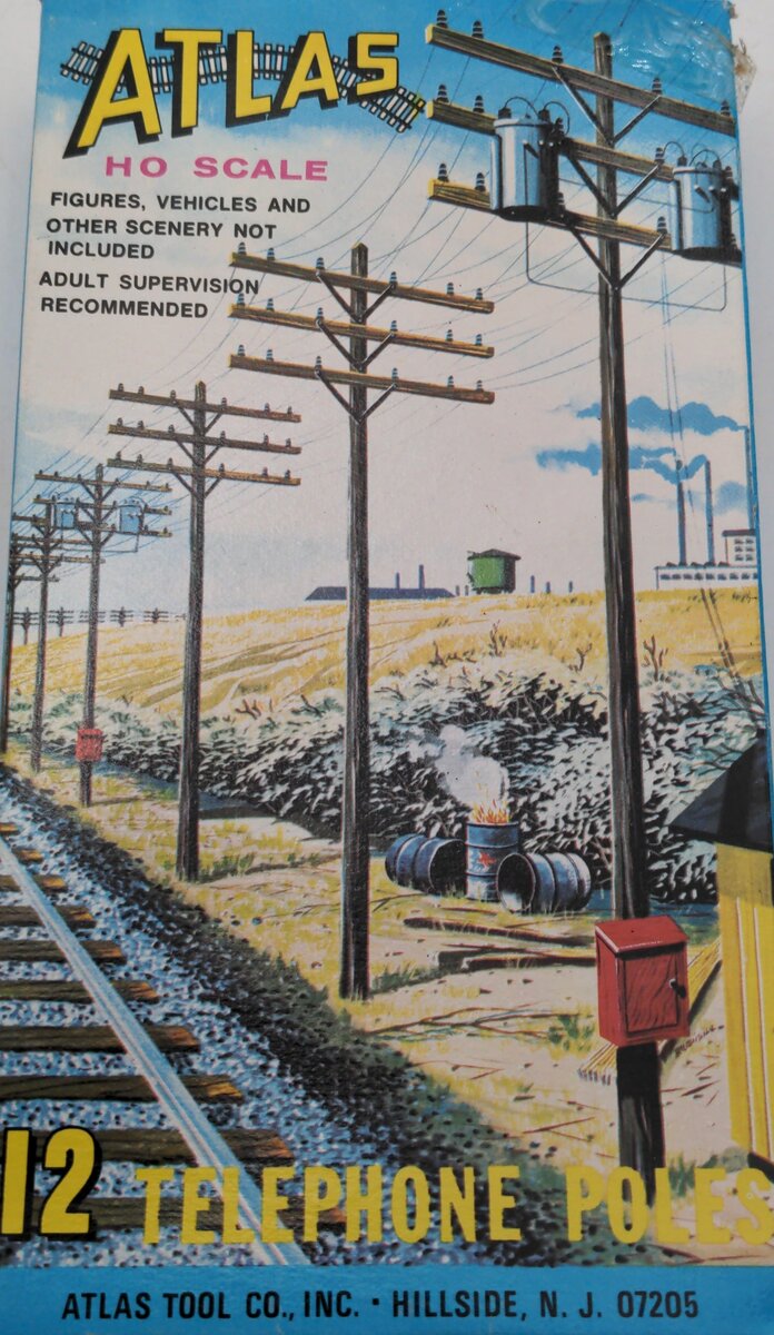 Atlas 0775 HO Scale Telephone Poles (Pack of 12)