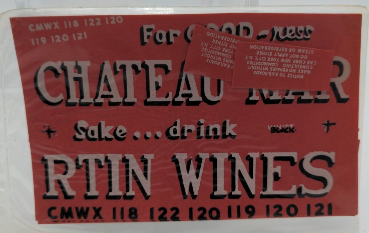 Walthers 1423 O White Chateau Martin Wines Refrigerator Car Decal