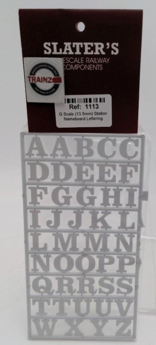 Slater's 1113 G Scale White 13.5 mm High Station Nameboard Lettering
