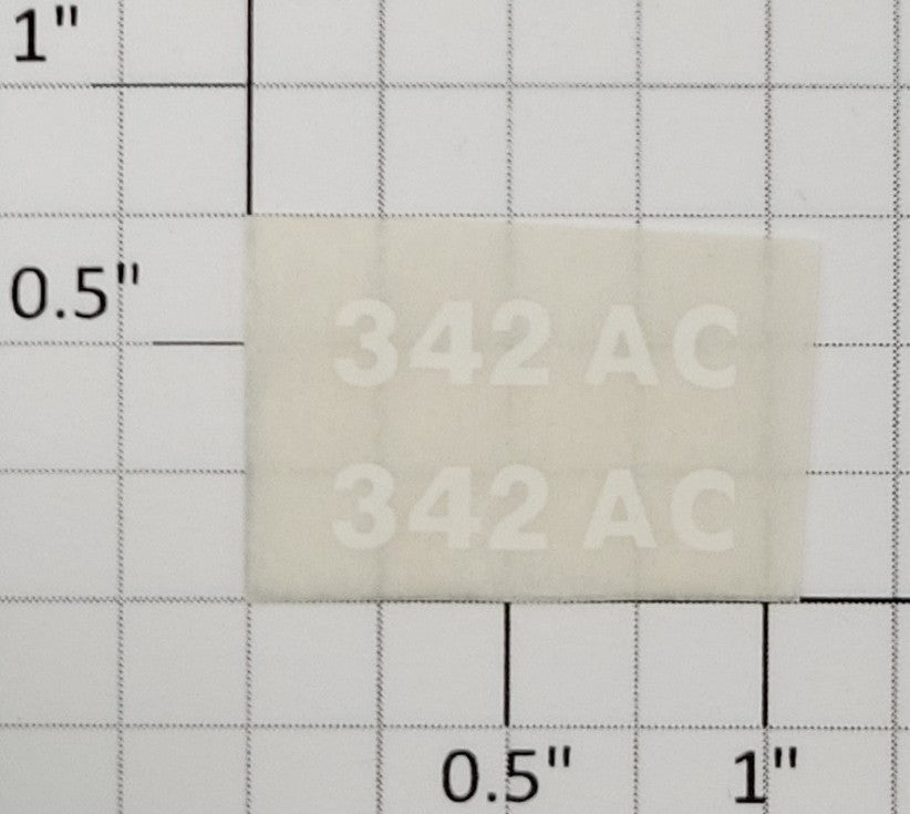 American Flyer TRS342ACW White Lettering Dry Transfer Decal #342 AC (Set of 2)