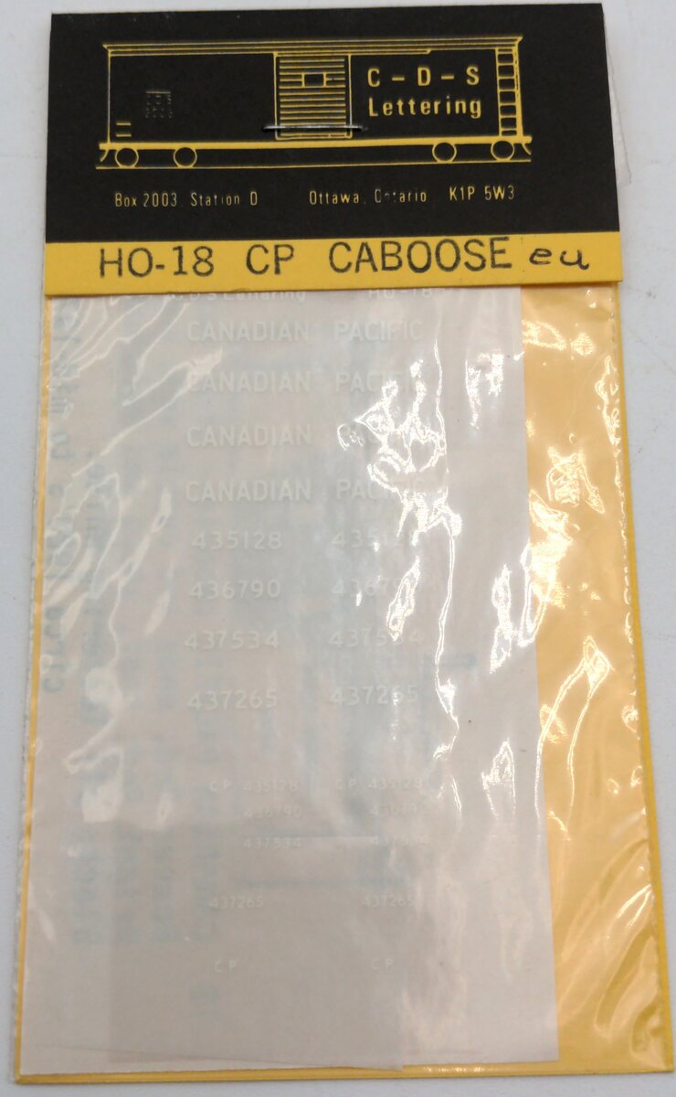 CDS Lettering 18 HO CP Caboose Decal
