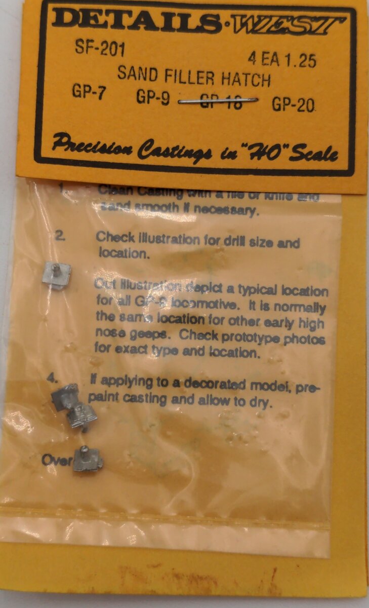 Details West SF-201 HO Sand Filler Hatch (pack of 4)