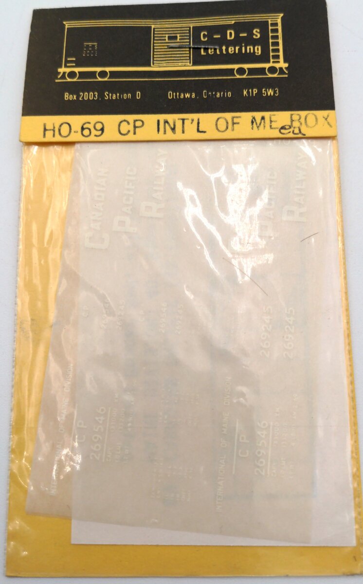 CDS Lettering 69 HO CP Int'l Of Me Box Decal