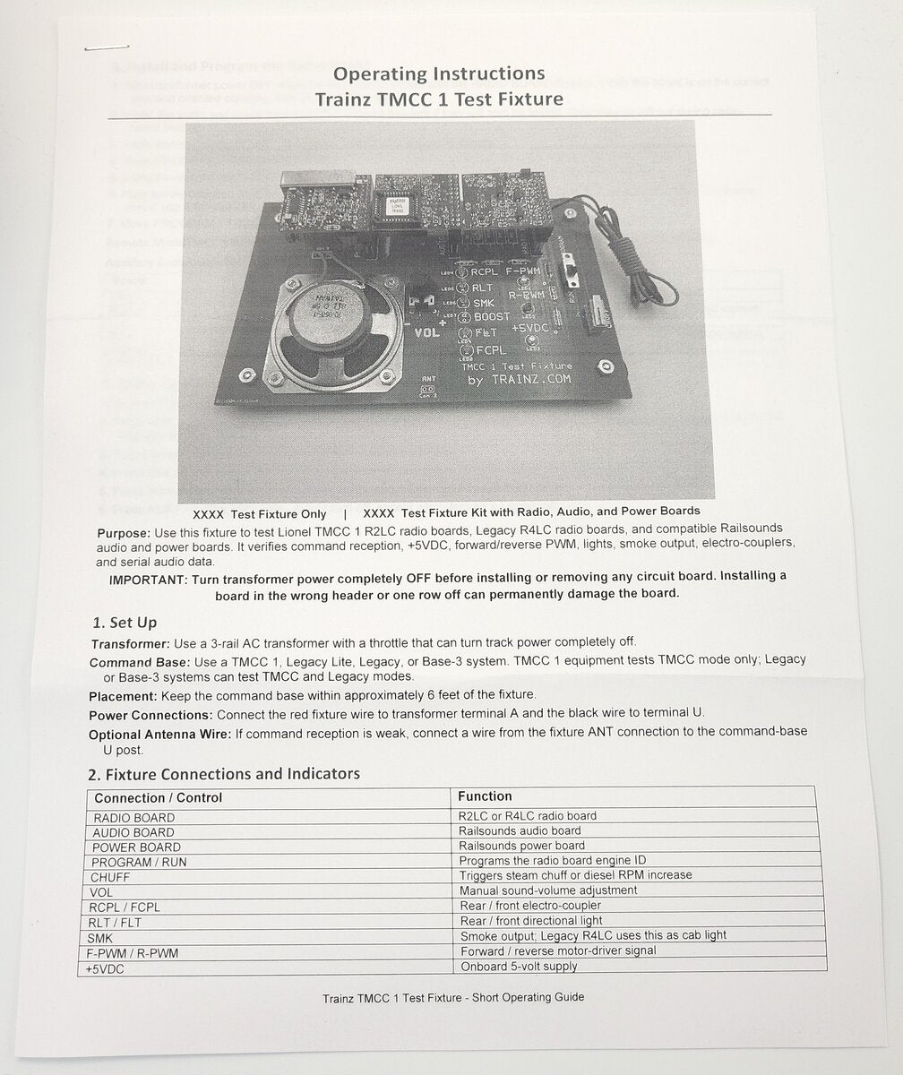 Trainz TMCC1-F2 TMCC 1 Test Fixture Kit with PCB Circuit Boards