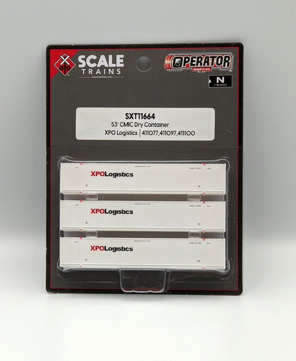 Scale Trains SXT1664 N Scale CMIC 53" Dry Container XPO Logistics 3-pack