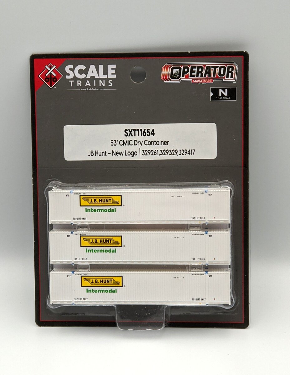 Scale Trains SXT11654 N Scale CMIC 53" Dry Container JB Hunt New Logo 3-pack