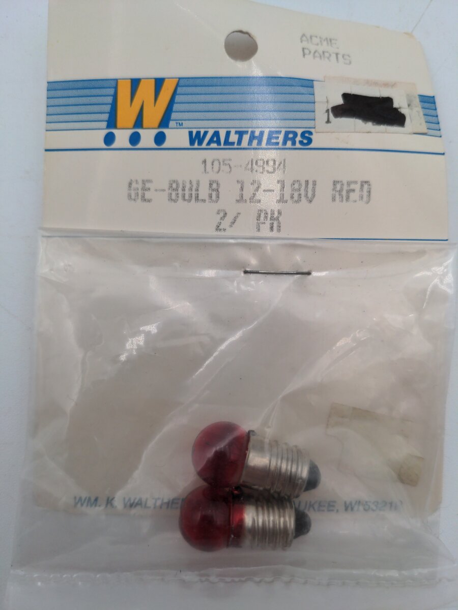 Walthers 105-4994 GE-Bulb 12-18V Red 2/PK