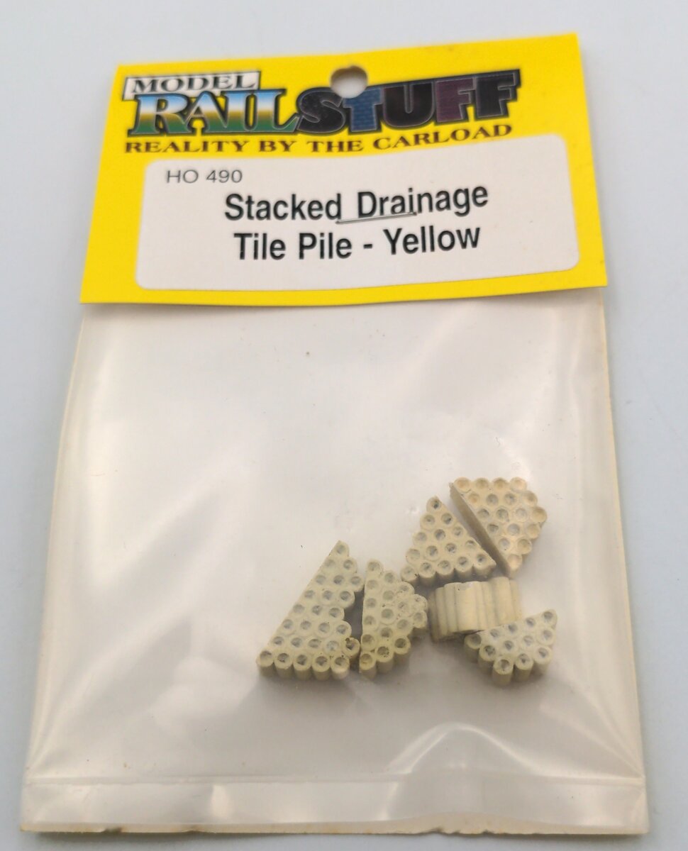 Rail Stuff 490 HO Scale Stacked Drainage Tile Pile Yellow