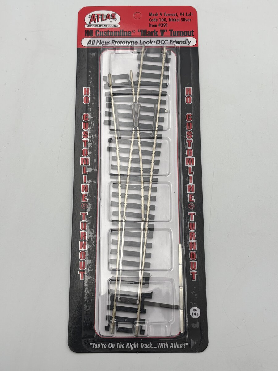 Atlas 391 HO Mark V Turnout, #4 Let Code 100, Nickel Silver