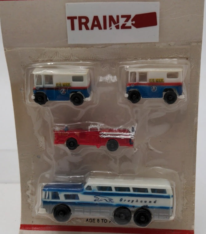 Bachmann 7019 N Motor Truck Set # 2 1-Greyhound /  1-Fire Truck & 2-Mails Truck