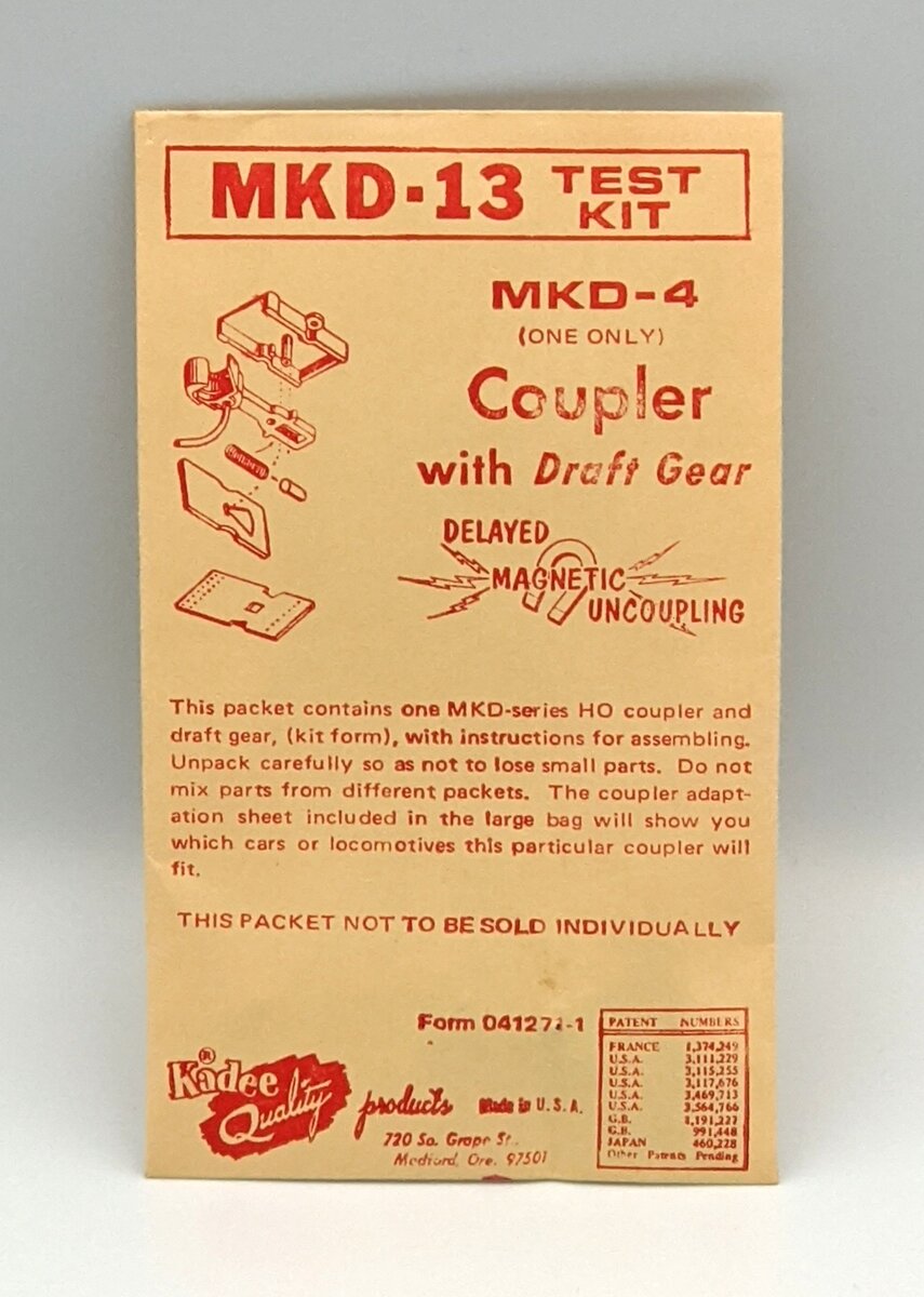 Kadee MKD-13 HO MKD-4 Test Kit Coupler W/Draft Gear One Only