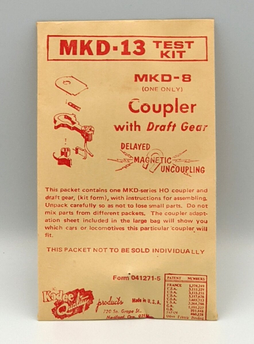 Kadee MKD-13 HO MKD-8 Test Kit Coupler W/Draft Gear One Only