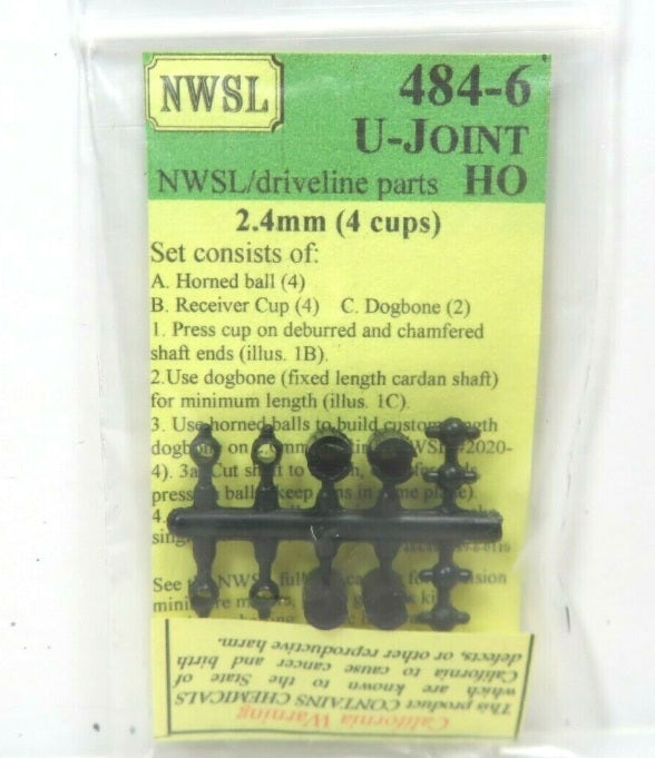 NWSL 484-6 2.4 mm Shaft Driveline Universal Coupler (Set of 4)