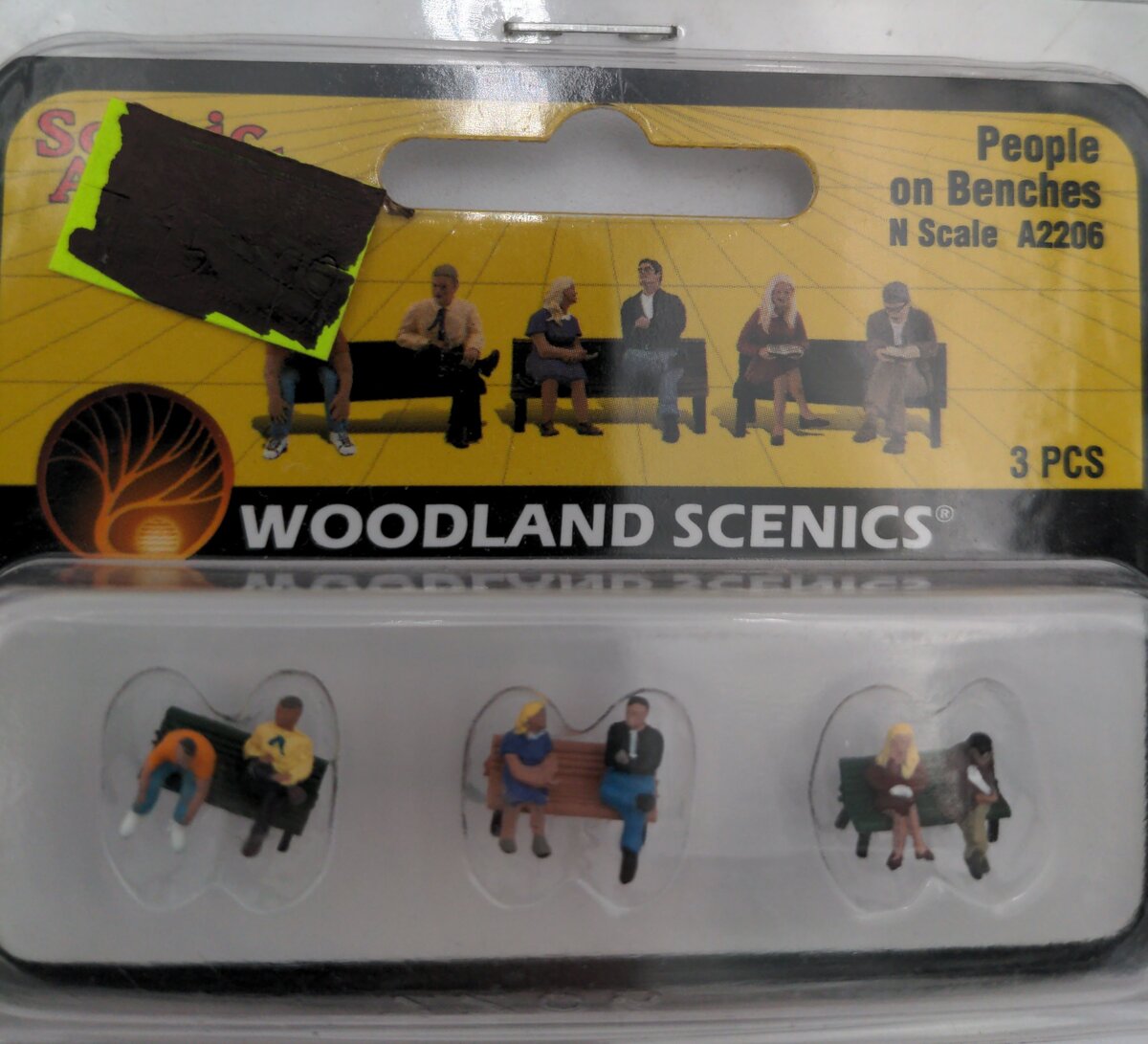 Woodland Scenics A2206 N Seated People On Benches (Set of 6 people & 3 benches)