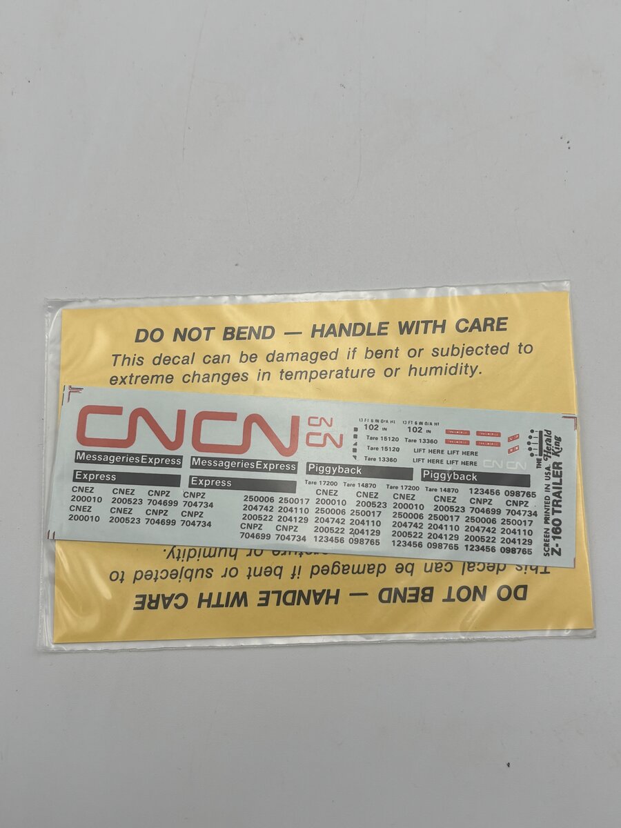 The Herald King Z-160 HO Canadian National Aluminum Piggyback Trailer Decal