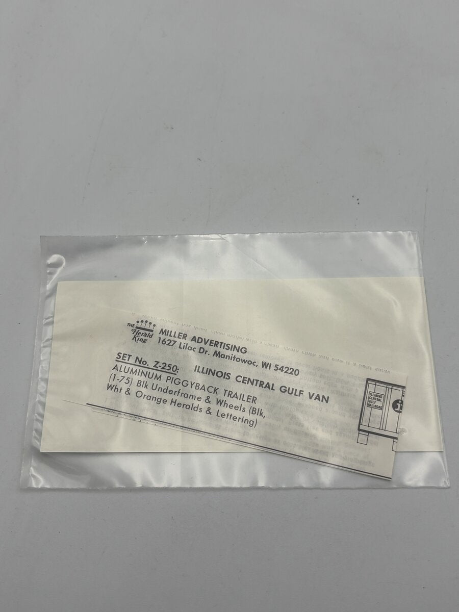 The Herald King Z-250 HO Illinois Central Gulf Van Aluminum Piggyback Van Decal
