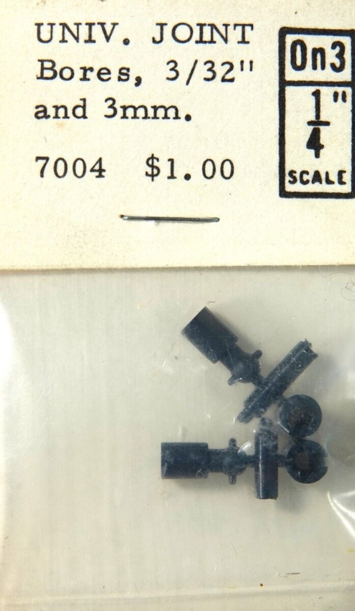 Grandt Line 7004 On3 1/4" Scale Universal Joint Bored 3/32" And 3 mm Delrin