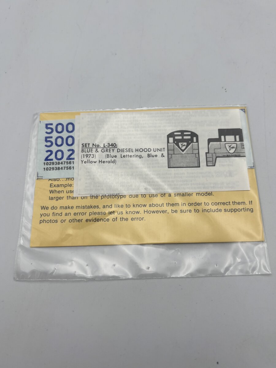 The Herald King L-340 HO Blue V Grey Diesel Hood Unit Decal