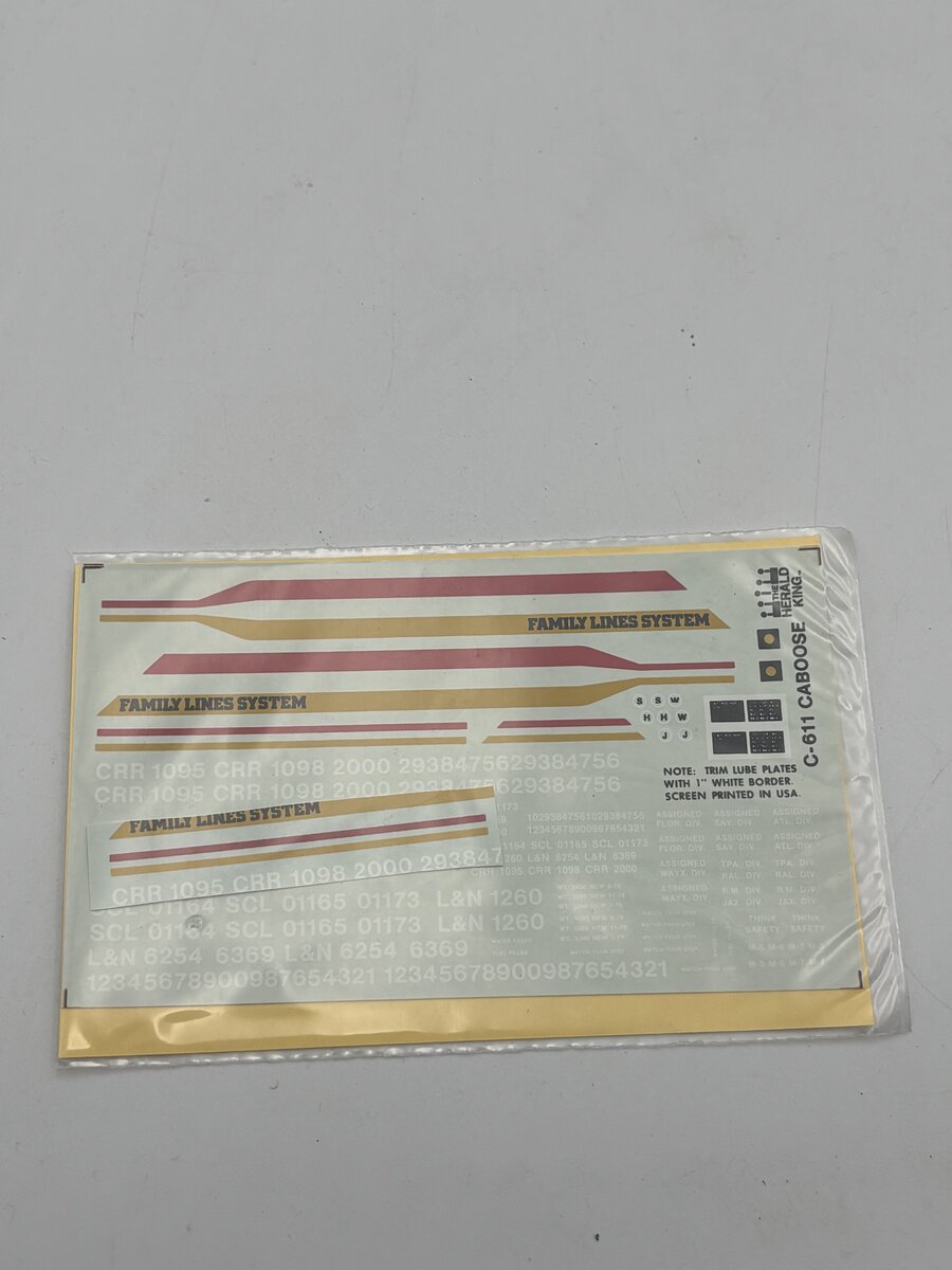 The Herald King C-611 HO LT. Grey Caboose Red, Yellow, And White Lettering Decal