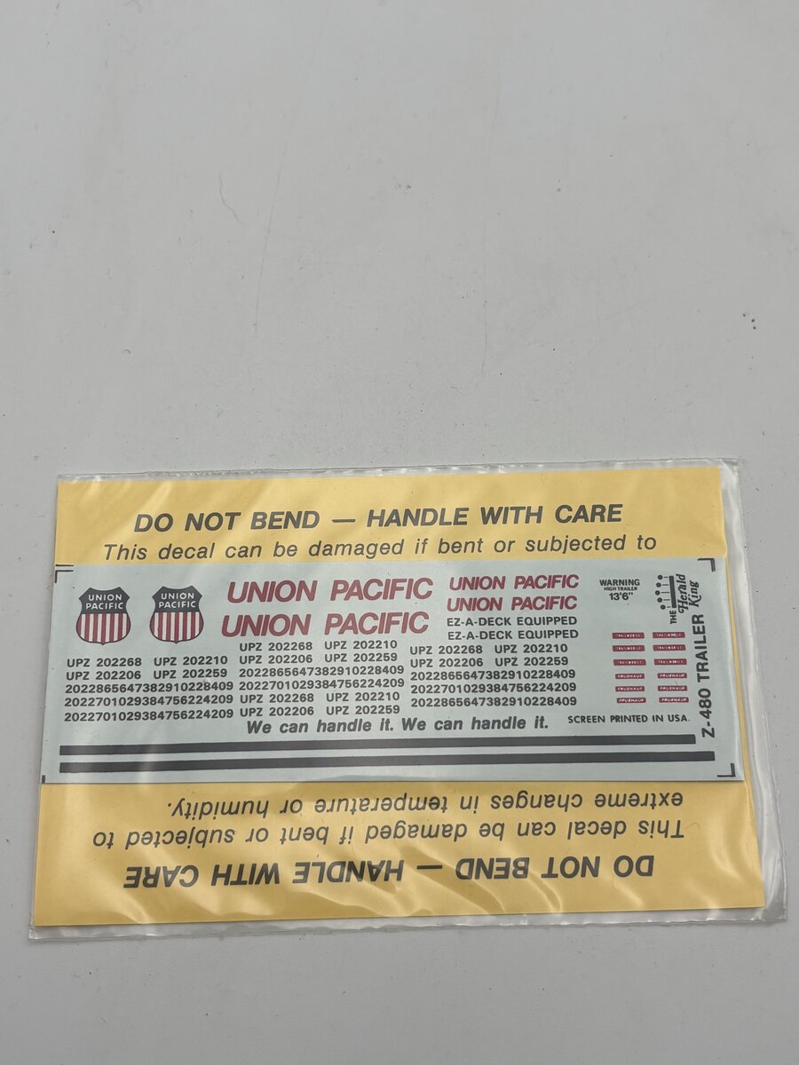 The Herald King Z-480 HO Union Pacific Aluminum Piggyback Trailer Decal