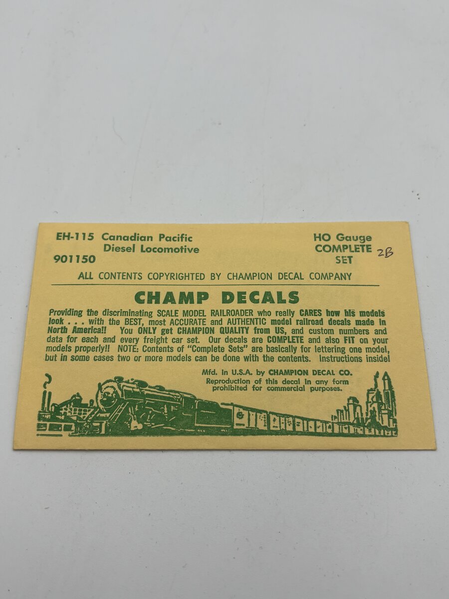 Champ Decals EH-115 HO Canadian Pacific Diesel Locomotive Decal