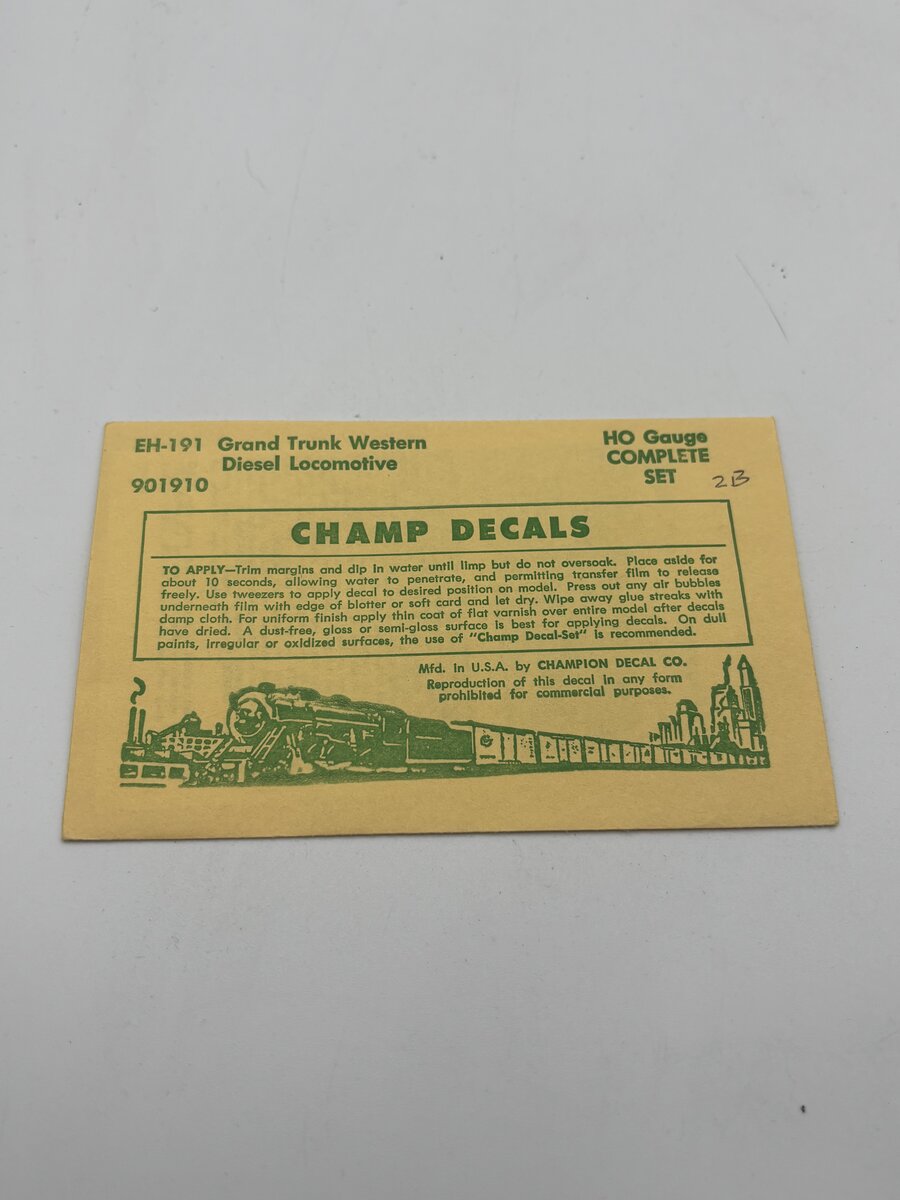 Champ Decals EH-191 HO Grand Trunk Western Diesel Locomotive Decal
