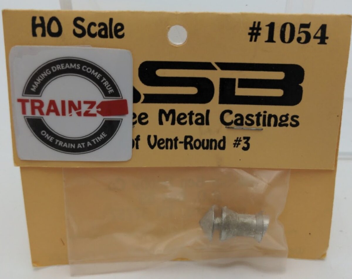 ASB Hobby Co. 1054 HO Roof Vent-Round # 3 Unpainted Lead Free Metal Castings