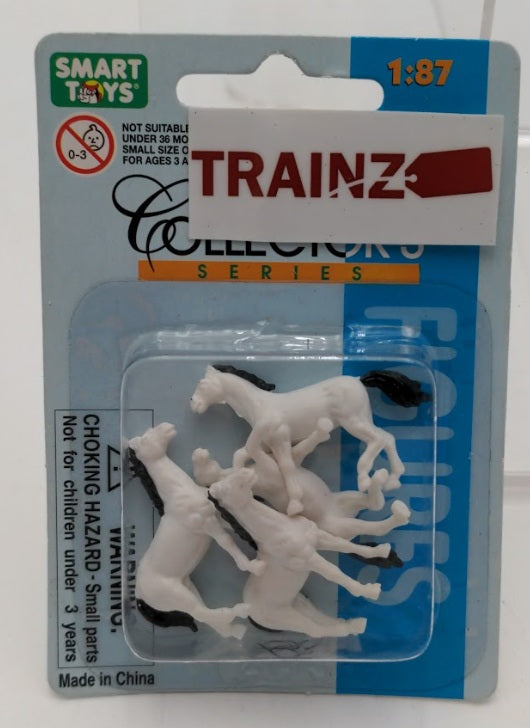 Smart Toys 20762 HO Collector's Series White/Black Plastic Horses (Set of 4)