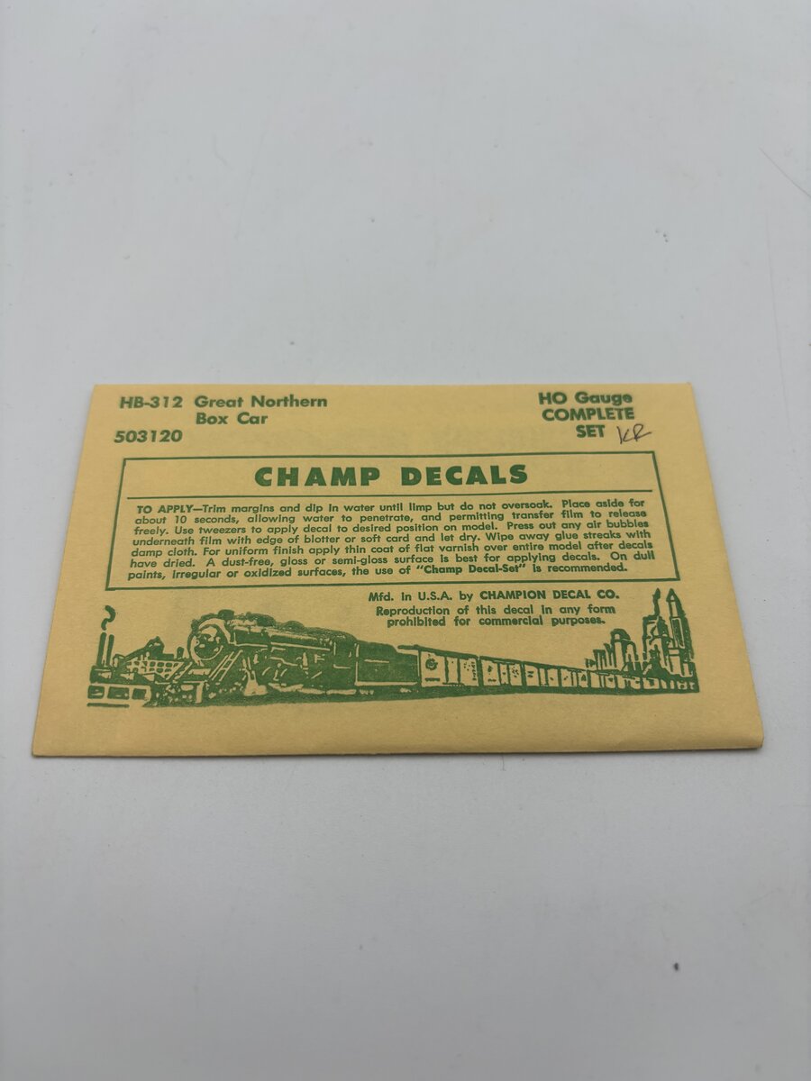Champ Decals HB-312 HO Great Northern Boxcar Decal