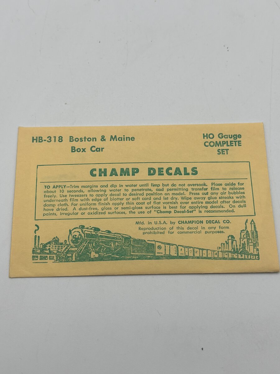 Champ Decals HB-318 HO Boston & Maine Boxcar Decal