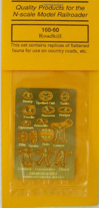 Gold Medal Models 160-60 N Scale Roadkill Etched Brass Flattened Fauna