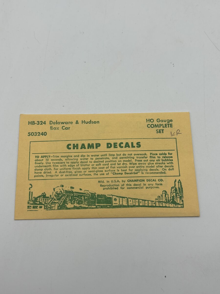 Champ Decals HB-324 HO Delaware & Hudson Boxcar Decal